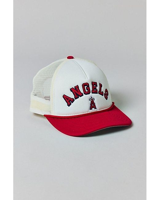 KTZ Red 9Forty Mlb Los Angeles Angels Mesh Trucker Hat for men