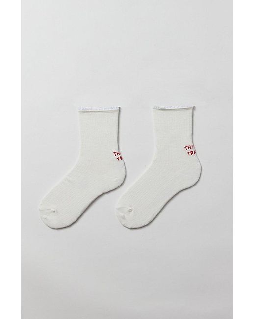 Urban Outfitters Multicolor Embroidered Pointelle Crew Sock