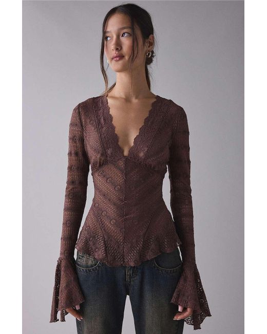 Kimchi Blue Brown Irene Blouse