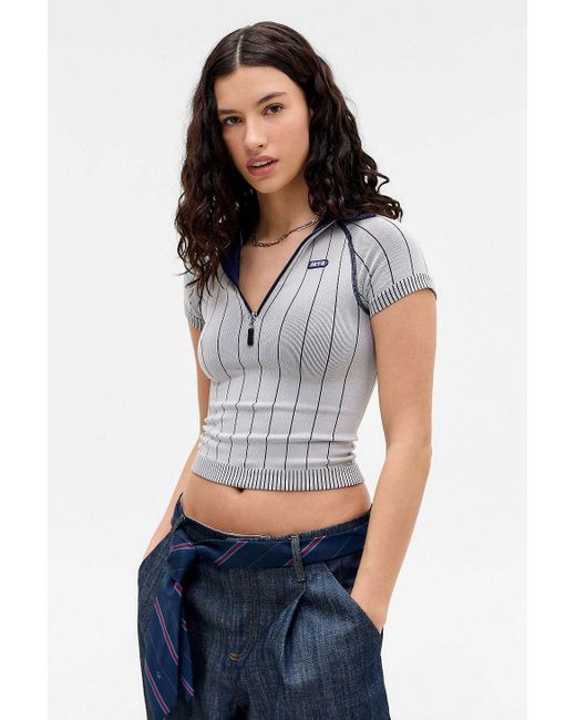 iets frans White Short Sleeve Pinstripe Polo Shirt