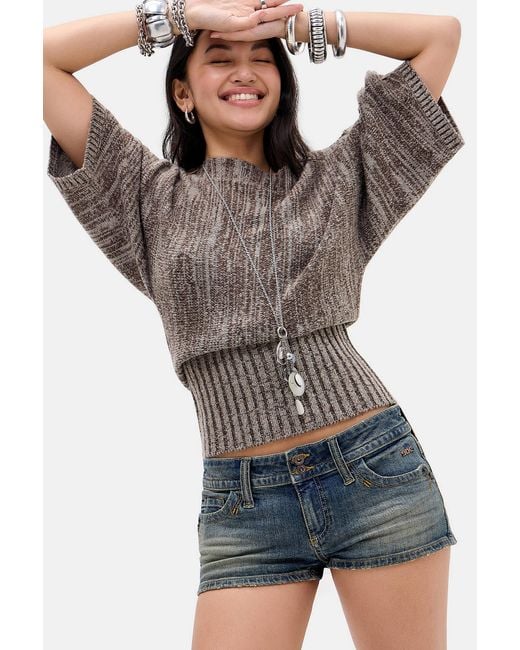 BDG Gray Piper Mini Shorts
