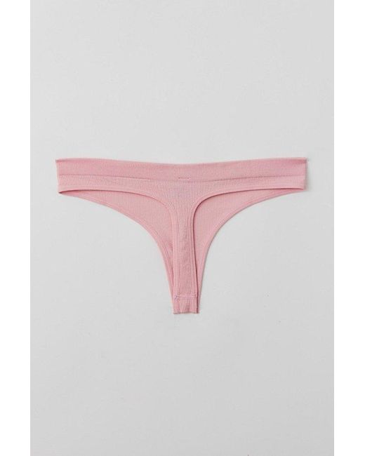 Out From Under Pink Seamless Ribbed Thong