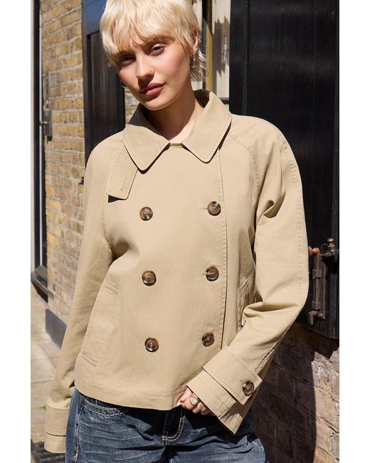 BDG Natural Double Breasted Cotton Trench Coat Jacket