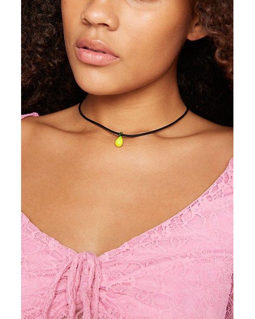 Urban Outfitters Yellow Glass Charm Corded Necklace