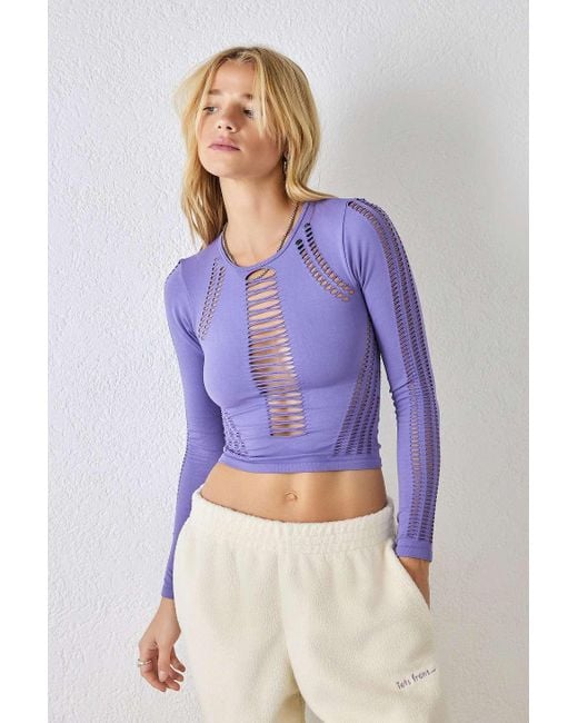 iets frans Purple Saskia Long Sleeve Cut-out Top