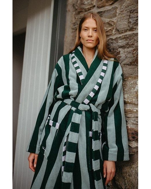 TBCo Green Striped Cotton Bath Robe