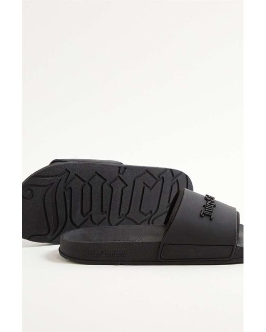 Juicy Couture White Breanna Black Embossed Sliders