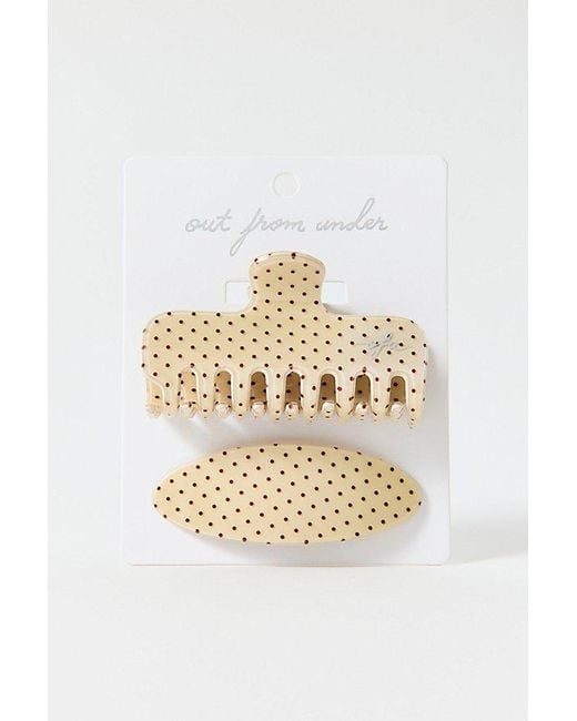 Out From Under White Patterned Claw Clip & Barrette Set