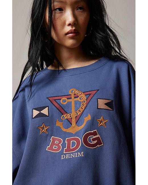 BDG Blue Embroidered Anchor Sweatshirt