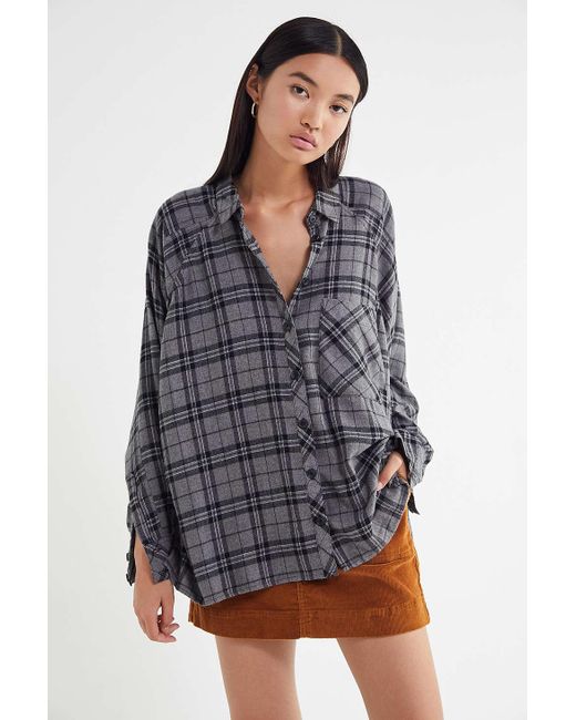Urban Outfitters Uo Brendan Drapey Flannel Button down Shirt in