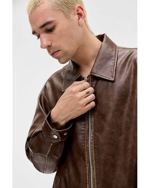 BDG Nicolai Brown Faux Leather Jacket for men