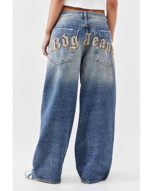 BDG Blue Jaya Applique Baggy Denim Jeans