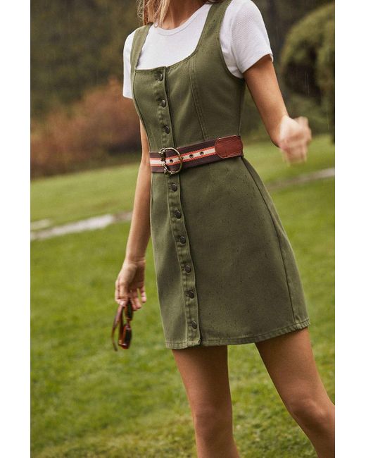 Urban Outfitters Green Uo Button-down Denim Dress