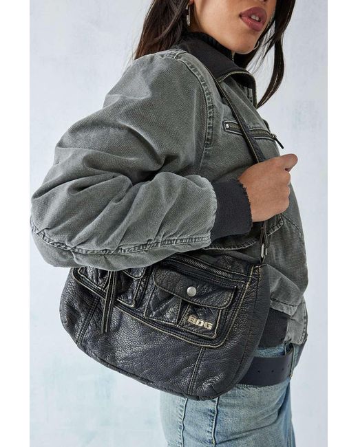 BDG Black Cara Washed Faux Leather Shoulder Bag