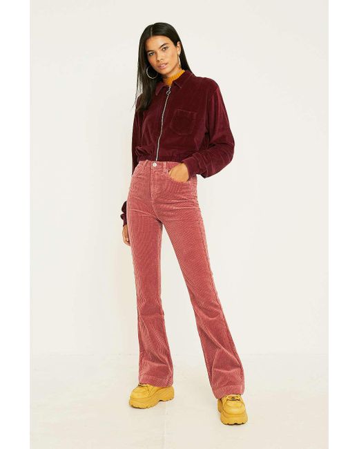 BDG Pink Corduroy Flare Trousers