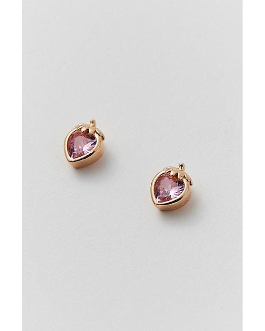 Urban Outfitters Brown Delicate Rhinestone Strawberry Earring