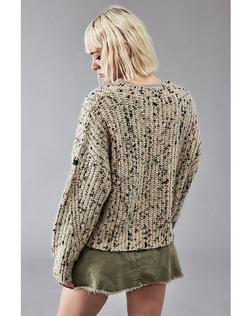 BDG Natural Speckled Knit Crew Sweater
