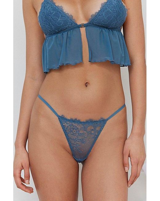 Out From Under Blue Butterfly Kisses Lace Thong