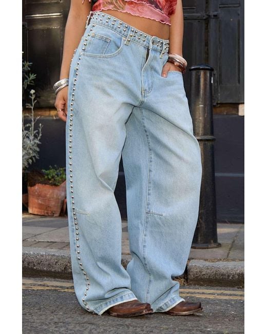 Jaded London Blue Jaded Studded Colossus Jeans