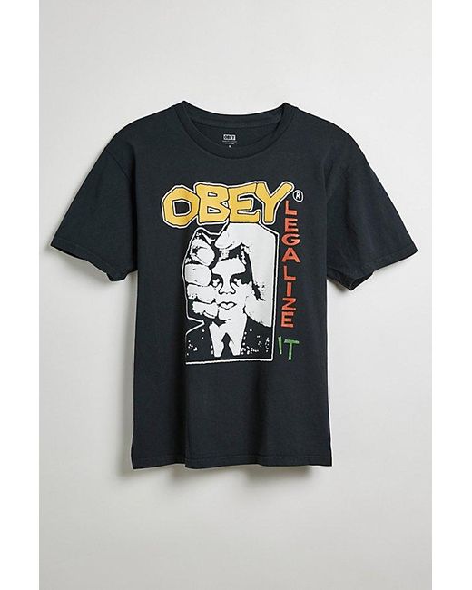 Obey Black Legalize It Tee for men