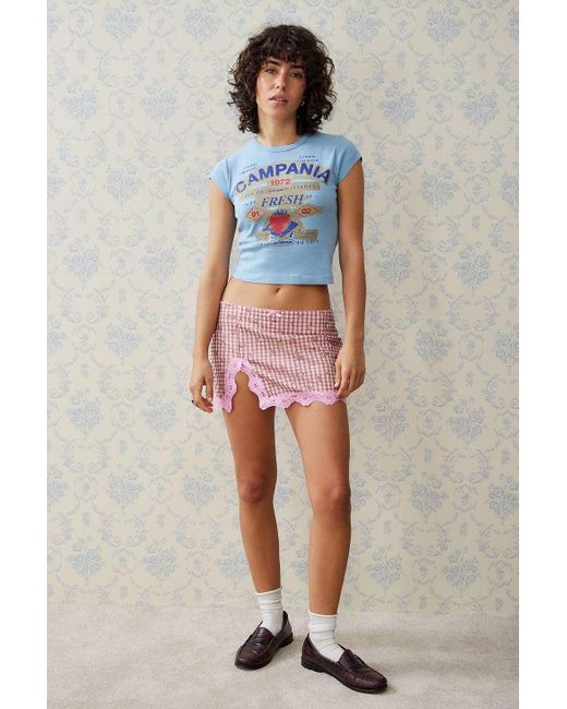 Urban Outfitters Pink Uo Gingham Slip Mini Skirt