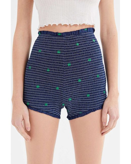 Urban Outfitters Blue Uo Rosie Ruffle High-rise Pinup Short