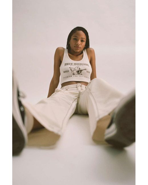 True Religion Logo Tank Top in Beige (Natural) Lyst