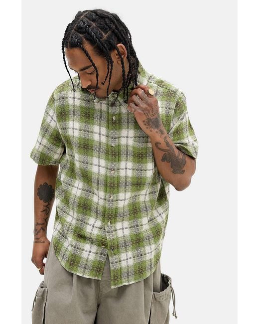 BDG Green Check Short Sleeve Shirt for men