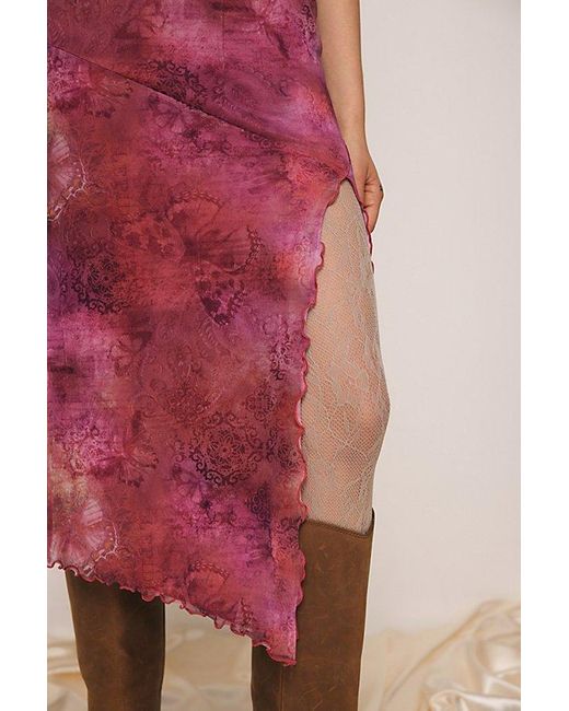 Urban Outfitters Pink Uo Samara Mesh Strapless Midi Dress
