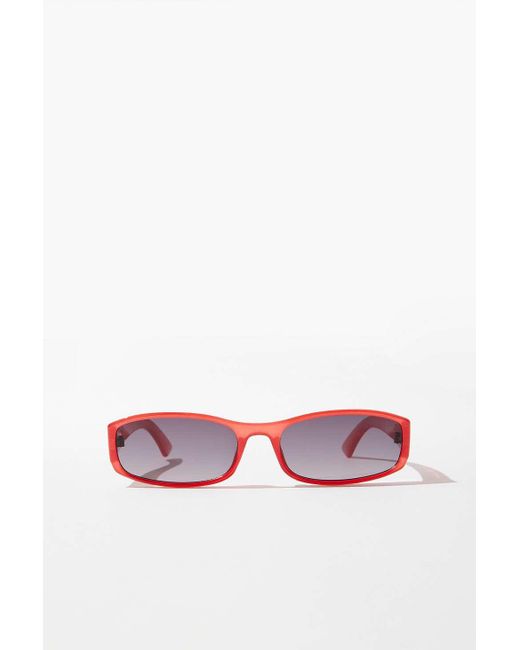 Urban Outfitters Red Uo Josephine Skinny Oval Sunglasses
