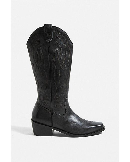 Urban Outfitters Black Uo Cassidy Western Leather Boot