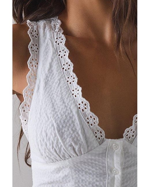 Kimchi Blue White It's A Vibe Eyelet Lace Trim Corset Tank Top