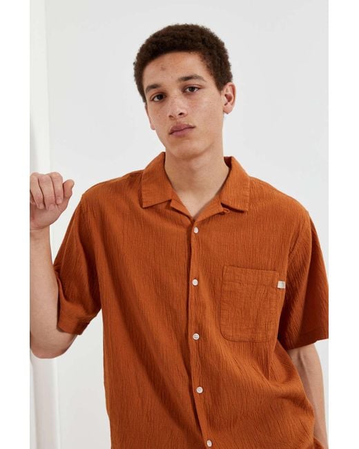 Standard Cloth Brown Crinkle Textured Shirt for men