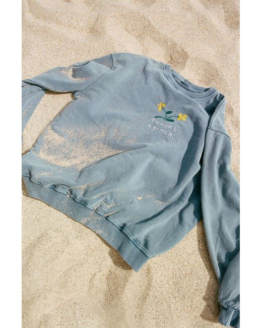 Urban Outfitters Blue Thanks A Bunch Embroidered Crew Neck Sweatshirt