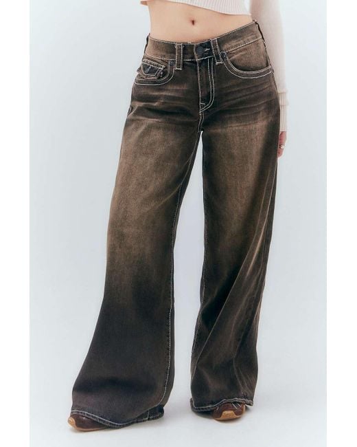 True Religion Gray Brown Tint Jessie Big T Baggy Jeans