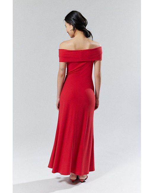 Silence + Noise Red Jayde Off-The-Shoulder Maxi Dress