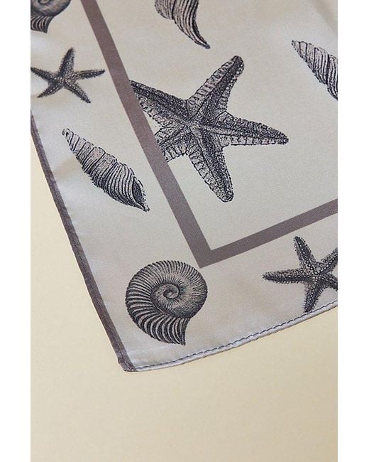 Urban Outfitters Black Shellscape Pattern Satin Scarf