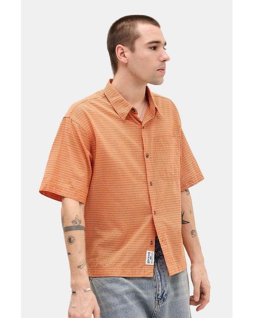 BDG Multicolor Orange Mini Check Short Sleeve Shirt for men