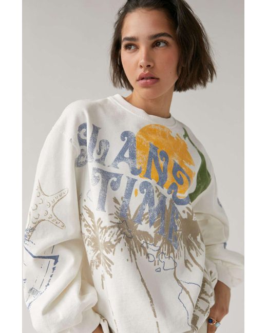 Urban Outfitters White Island Time Graphic Sweatshirt