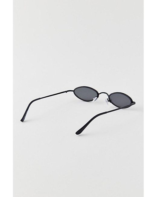 Urban Outfitters Black Rhinestone Slim Oval Sunglasses