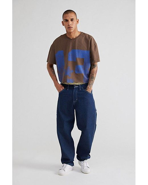 Urban Outfitters Blue Lucky Number Cropped V-Neck Tee for men