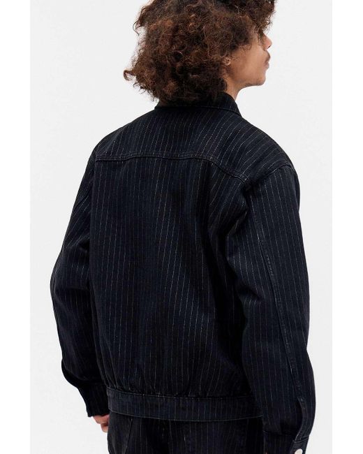 BDG Blue Black Tony Stripe Harrington Jacket for men