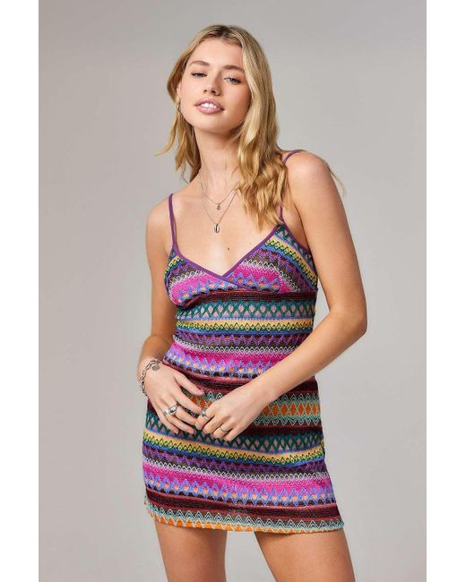 Urban Outfitters Multicolor Uo Malia Knitted Mini Dress 2xs At