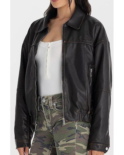 Miss Me Gray Ember Leather Jacket