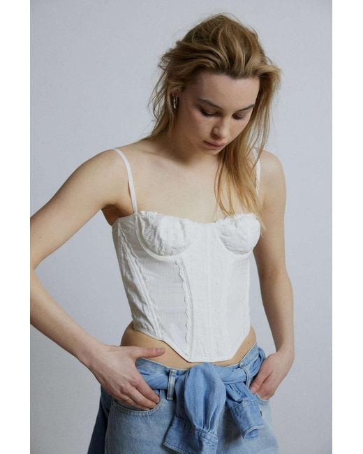 Out From Under Modern Love Eyelet Corset In White,at Urban Outfitters