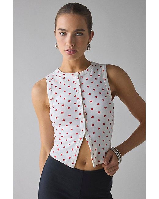 BDG Gray Gigi Knit Button-Down Tank Top