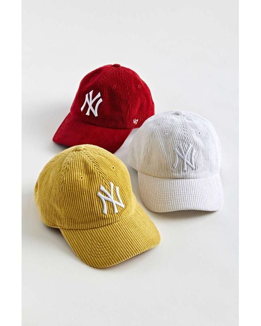 '47 Red Uo Exclusive Mlb New York Yankees Cord Cleanup Baseball Hat In Mustard,at Urban Outfitters for men