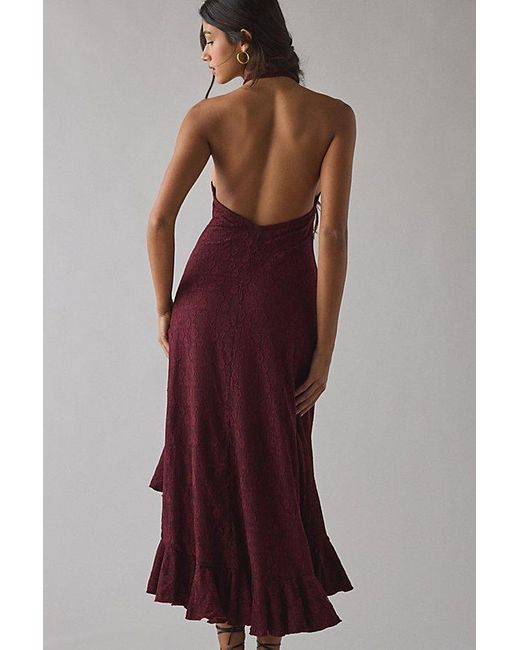 Urban Outfitters Women's Red Uo Get It Twisted Knot-Front Halter Neck Lace  Midi Dress - ohana-automobiles.fr