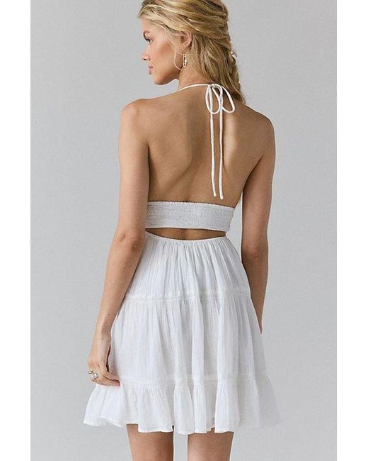 Kimchi Blue Phoebe Cotton Open-Back Halter Knee Length Dress in White | Lyst