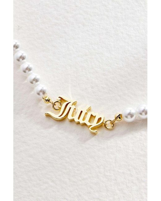 Juicy Couture Metallic Faux Pearl Choker Necklace